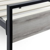 Odmor Haven Ashland Metal i Wood Platform Bed, King, sivo smeđe boje