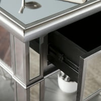 Southern Enterprises ogledalo bočni stol, glamurozni stil, brušeni mat srebro W ogledalo