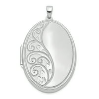 Ovalni medaljon u obliku svitka od čistog srebra presvučen rodijem s lancem kabela ae