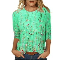 Ženske majice s cvjetnim printom u donjem rublju, Ležerne majice s tunikom s okruglim vratom, široke majice, puloveri,