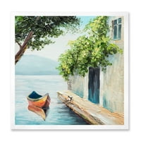 DesignArt 'Prekrasan ljetni dan s gondolom u Veneciji' nautički i obalni uokvireni umjetnički tisak