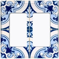 Poklopac ploče s metalnom svjetlosnom sklopkom Elegantno plavo bijelo uzorci pločica mandale TIL026
