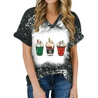 Majica za sretan Božić, Ženska majica za Djeda Božićnjaka, vrhovi s printom slova, ljetna božićna bluza s natpisom,