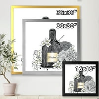 DesignArt 'Buket cvijeća i parfem boca III' Tradicionalni uokvireni umjetnički tisak