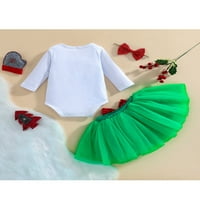 Odjeća za djevojčice za novorođenčad od 1 do 1, klizači s printom Djeda Mraza, vrhovi, čipkaste Tutu Suknje s