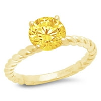 2. CT briljantni okrugli rez čisto simulirani dijamant 18K žuto zlato pasijans prsten sz 6
