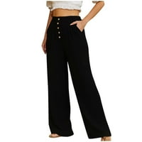 Hlače u donjem dijelu, ženske hlače Plus Size, Ležerne široke hlače s džepovima na kopčanje, hlače