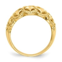 Prsten s kupolom od žutog zlata od 14 karata s dijamantnim rezom i nazubljenim rubom