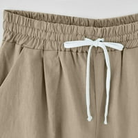 Ženske radne Ležerne hlače s printom maslačka Plus size kratke hlače visokog struka na vezanje s džepovima za