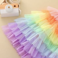 Djevojke lete bez rukava okrugli vrat Princeza haljina Rainbow Tie Dance Party Ruffles haljine cvjetna djevojka