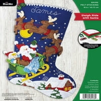 Set božićnih čarapa s aplikacijom od filca od 98, sanjkanje s Djedom Božićnjakom
