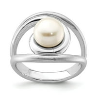 Biserni prsten od srebra od srebra u rodiju s satenskim poliranjem Veličina: 6; za odrasle i tinejdžere; za žene