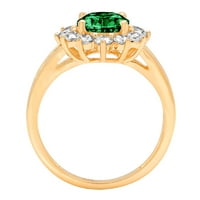 2. Dijamant ovalnog reza s imitacijom smaragda u žutom zlatu od 14 karata s umetcima prsten od 14 karata