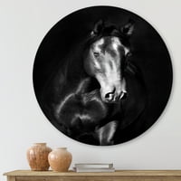Designart 'Izbliza portret seoske kuće Black Kladruby Horse' Metal Art - Disk od 11