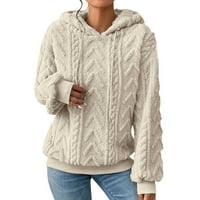 Predimenzionirana majica za žene pulover od žakard pletenog pletiva s dugim rukavima vunena majica s pahuljastim