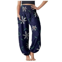 Iopqo široke hlače za noge za žene udobne boho hlače labave joge hlače hippie pidžama lounge boho pidžama hlače