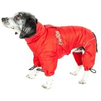 Podstavljena jakna za pse od cijelog tijela-Plišana Podesiva i reflektirajuća jakna za pse-crvena-srednja