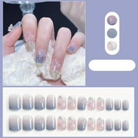 Fengmei Plava ružičasta umjetna nokti udobno nose princeza lažne nokte za žene djevojke modeli ljepila za nokte