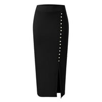 ; / ženska jednobojna duga suknja s bočnim prorezom visokog struka Nabrane uske maksi suknje na kopčanje crne;