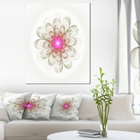 Umjetnički dizajn jednostavna bijela i ružičasta Fraktalna cvjetna umjetnost Cvjetni otisak na platnu. širok V.