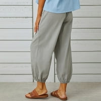 Ženske ljetne Ležerne široke Pamučne lanene hlače širokih nogavica sa širokim džepom, jednobojne hlače, hlače
