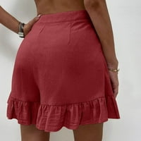 Ženska modna solidna boja ležerna široka noga za noge labave hlače visoki struk kratke hlače jogger kratke hlače