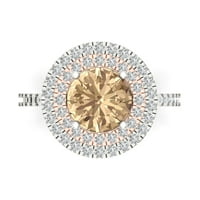 2. dijamant okruglog reza s imitacijom prozirnog dijamanta od bijelog ružičastog zlata od 18 karata s umetcima