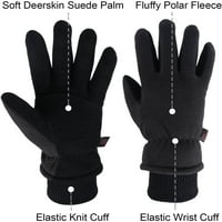 Ženske zimske rukavice s dodirnim prstima, ženske vodootporne rukavice protiv klizanja od kože - trapera-crne