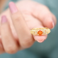 Originalni prsten za pasijansa Opal Opal s moissanitom, 14K žuto zlato, američki 12,50