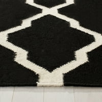 Geometrijska marokanska vunena prostirka za trčanje, Crna slonovača, 2'6 6'