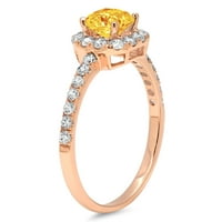 1. Dijamantni prirodni citrin izrezan princeza od ružičastog zlata 14k $ s umetcima prsten od 10