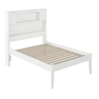 Newport Full Solid Wood Platform Bed s uzglavljem za odlaganje u bijeloj boji