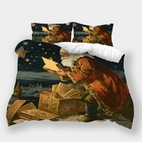 3-inčni set pokrivača za poplun Djed Mraz Crna jastučnica zvjezdano nebo Božićni dekor Tekstil pokrivač za poplun