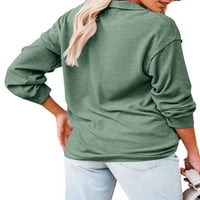 Ženske Ležerne bluze u obliku gumba u obliku gumba, pleteni vrhovi dugih rukava s uspravnim ovratnikom, jednobojni
