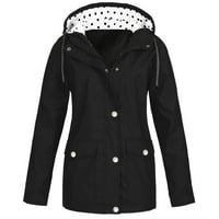 SKSLOEG Women Casual Lagana jakna Outdoor Kišne jakne vodootporne jakne od kaputa s kapuljačom od kapuljača, crna
