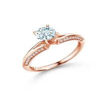 Kralj dragulja 1. 18K ružičasti zlatni nebesko plavi akvamarin okrugli prsten obložen srebrom