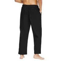 muške pamučne lanene hlače s otisnutim glazbenim notama, hlače s elastičnim strukom i džepovima na vezicama, sportske