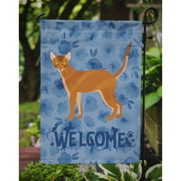 _4811 _ crvena Abesinska mačka Zastava dobrodošlice veličina vrta, mala, višebojna