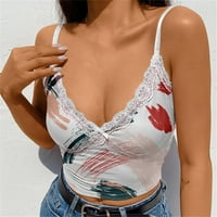Gotyou Spring Tops Womens Slim s V-izrezom prsluk s ramena čipkasta majica majica bluze majice vrhovi bijeli xxxxl