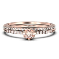 Blistav minimalizam 1. Klasični vjenčani prsten od 1 karatnog Morganita s okruglim rezom i dijamantnim Moissanitom
