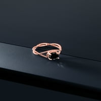 Kralj dragulja 1. 18K okrugli crni dijamantni prsten od ružičastog zlata