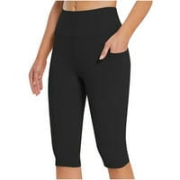 Ženske joge kratke hlače solidne tiskane bešavne kratke hlače crne s