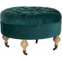 Safavieh Clara Classic Rustic Tufted okrugli otoman s kotačima