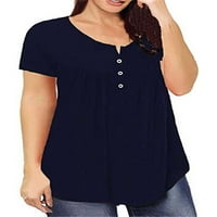 Ženske jednobojne bluze Plus Size S Hallee dekolteom i kratkim rukavima, majice na vrhu