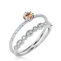 Blistav minimalizam 1. Klasični vjenčani prsten od 1 karatnog Morganita s okruglim rezom i dijamantnim moissanitom