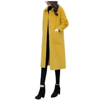 Caicj bombarde jakne žene ženski modni rogovi gumb zgusni kaput s kapuljačom zima topla jakna žuta, 2xl