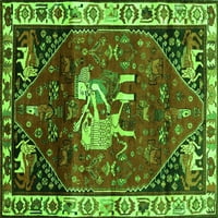 Tradicionalne prostirke za sobe u obliku pravokutnika u obliku Životinja u zelenoj boji, 5' 8'
