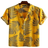 Muške havajske košulje, vrhovi na kopčanje, bluza s printom lišća, široke ljetne košulje kratkih rukava