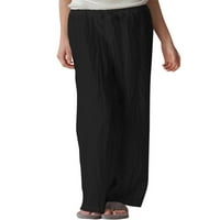 Ženske hlače Ljetna pamučna posteljina ležerna labava hlača široke noge za noge za trčanje joga gamaše
