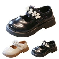 Proljetne i ljetne dječje Ležerne cipele; kožne cipele za djevojčice; cipele s debelim potplatom s bisernom čipkom;